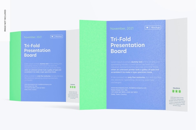 Mockup di schede di presentazione ripiegabili, davanti e dietro