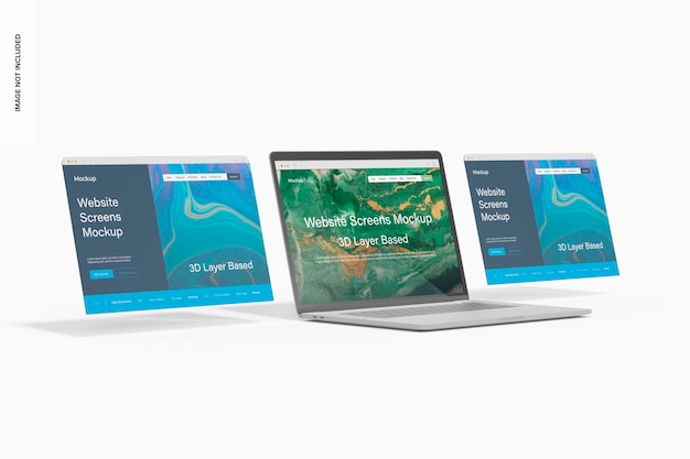 Mockup di schermate del sito Web del computer portatile, vista a sinistra