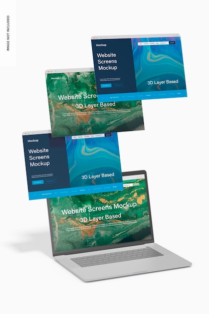 Mockup di schermate del sito Web del computer portatile
