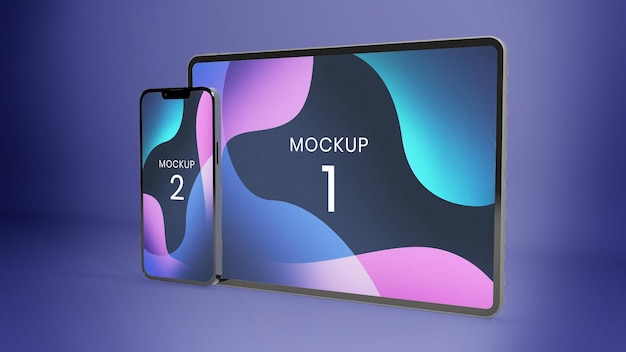 Mockup di schermi digitali moderni per smartphone e tablet Pro