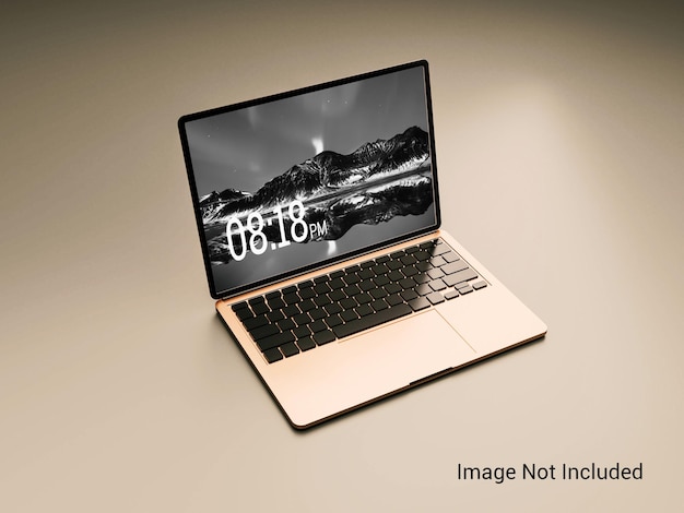 Mockup di schermo per laptop color oro