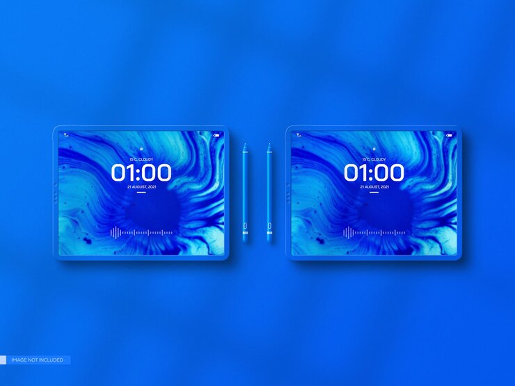 Mockup di schermo per tablet moderno con penna