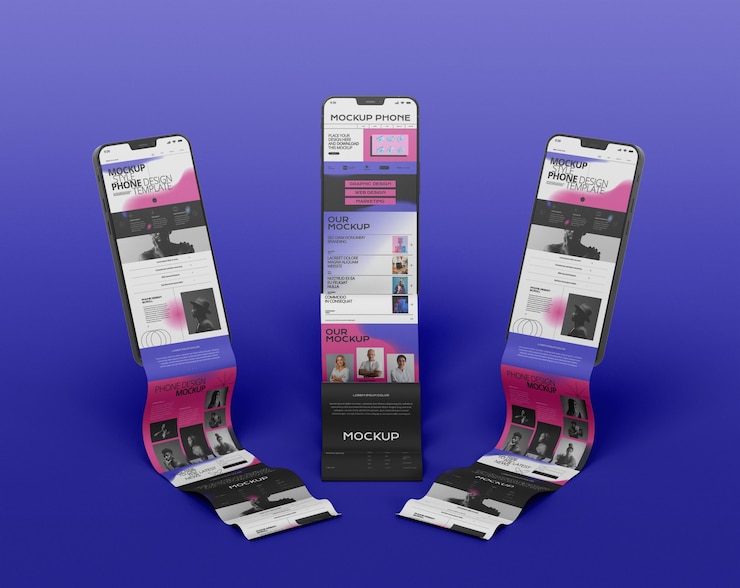 PSD mockup di scorrimento lungo dello schermo dello smartphone