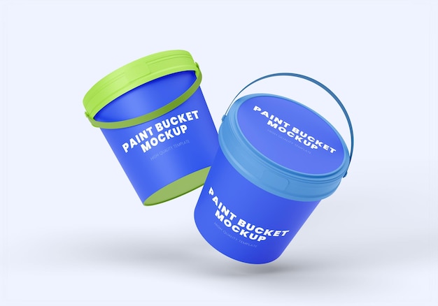Mockup di secchio di vernice blu e verde
