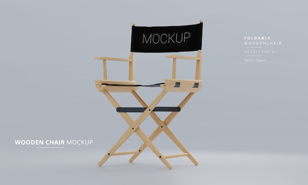 Mockup di sedia in legno dalla parte anteriore isolata