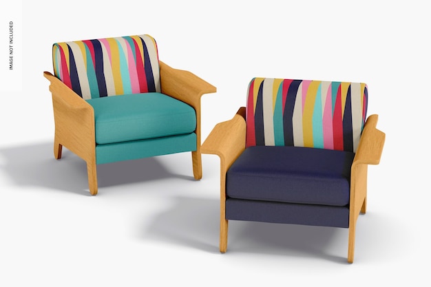 Mockup di sedie da salotto, prospettiva
