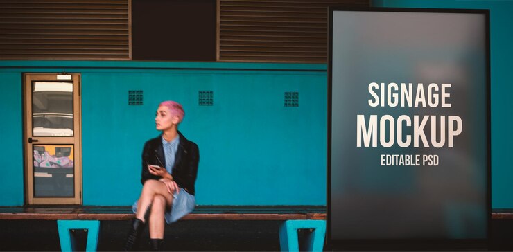 PSD mockup di segnaletica moderna per photoshop