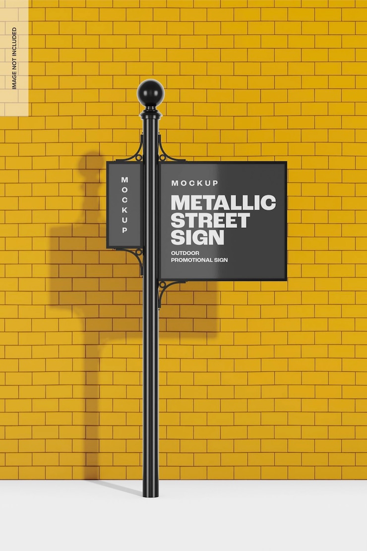 PSD mockup di segnaletica stradale metallica, vista frontale