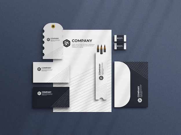 Mockup di set di cancelleria aziendale