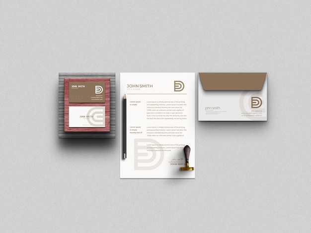 mockup di set di cancelleria minimo