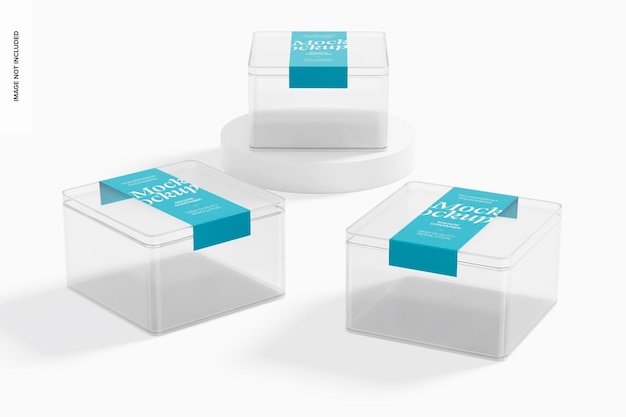 Mockup di set di contenitori quadrati per dessert