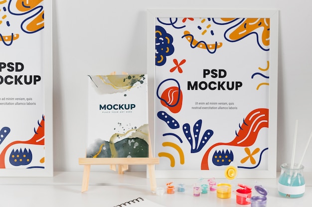 Mockup di set per artisti organizzato