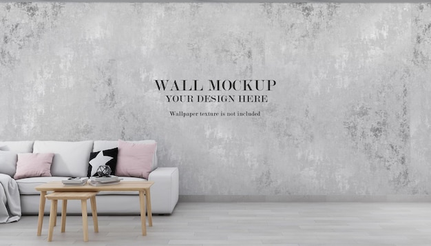 Mockup di sfondo muro dietro il divano bianco