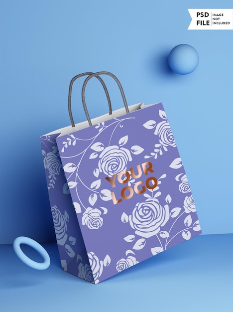 Mockup di shopping bag con logo color oro