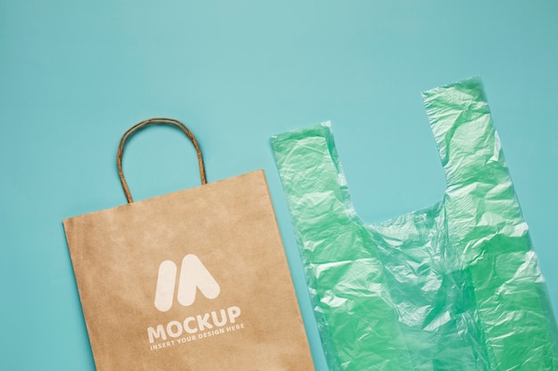 Mockup di shopping bag in carta alternativa sostenibile