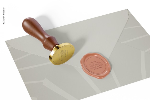 Mockup di sigillo di cera ovale, vista da sinistra