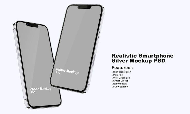 Mockup di smartphone argento premium realistico