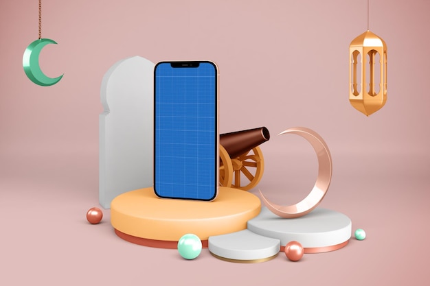 Mockup di smartphone con decorazioni Ramadan