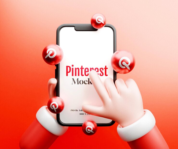 PSD mockup di smartphone con icona realistica di social media o mockup mobile con icona di social media 3d