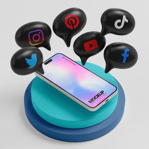 Mockup di smartphone con icone vocali nere