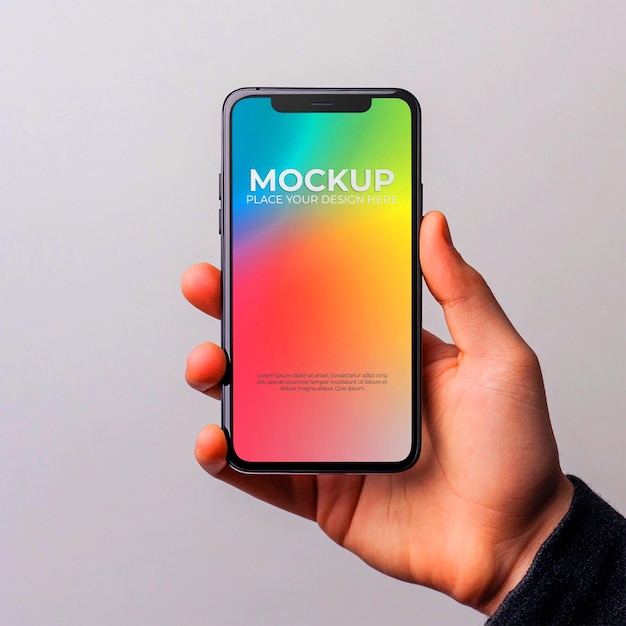 Mockup di smartphone con la mano che tiene lo smartphone X Mockup
