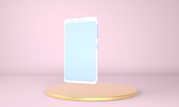Mockup di smartphone con schermo vuoto nel rendering 3D