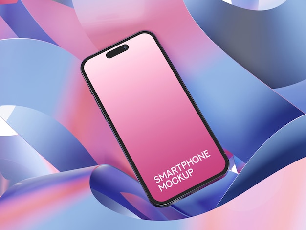 Mockup di smartphone con sfondo astratto colorato