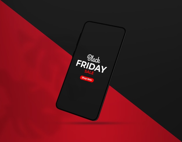 Mockup di smartphone del Black Friday galleggiante