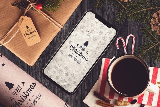 Mockup di smartphone di Natale