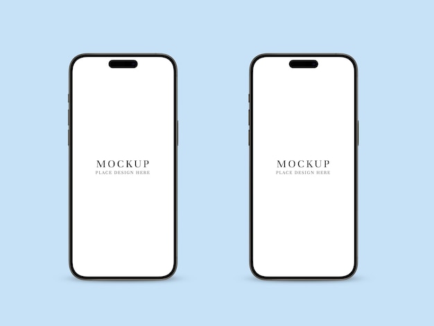 Mockup di smartphone Due telefoni neri con schermi vuoti per la presentazione UIUX