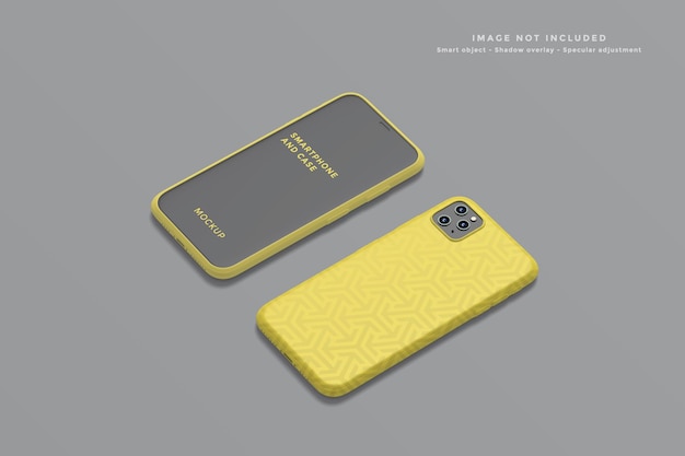 Mockup di smartphone e case in alto angolo