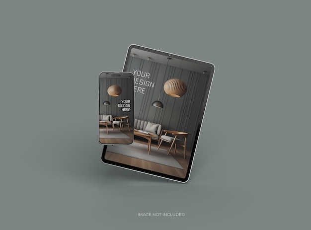 Mockup di smartphone e tablet per UIUX Product Showcase 3D Render