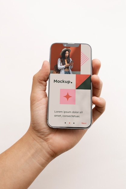 Mockup di smartphone in mano