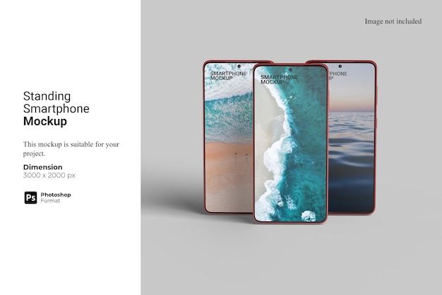 Mockup di smartphone in piedi