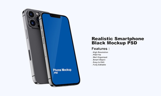 Mockup di smartphone nero premium realistico