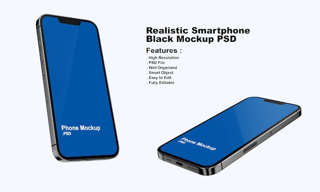 Mockup di smartphone nero premium realistico
