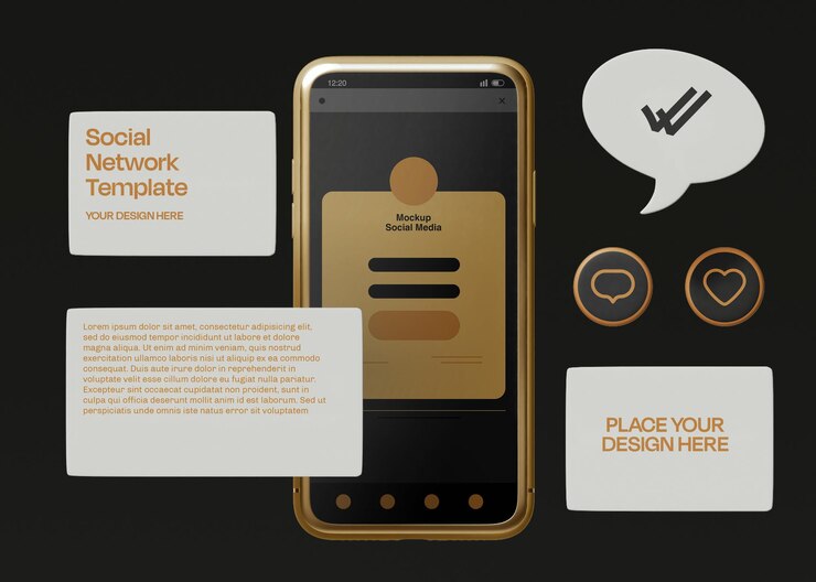 PSD mockup di smartphone per social media