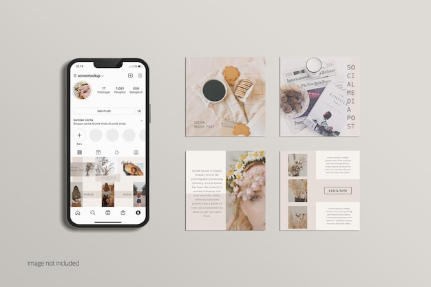 Mockup di smartphone Post-presentazione sui social media