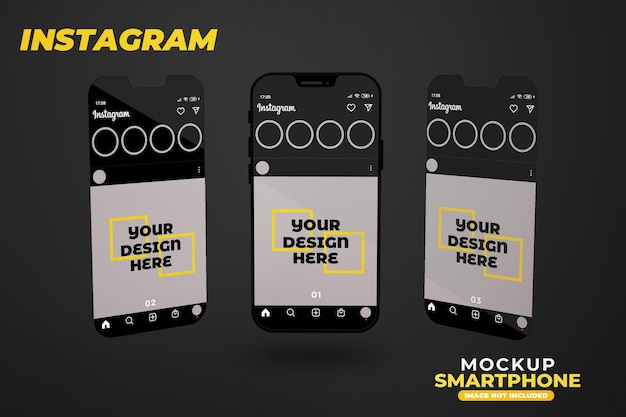 Mockup di smartphone realistico con instagram isolato