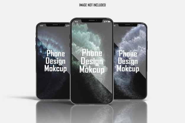 Mockup di smartphone triplo vista frontale