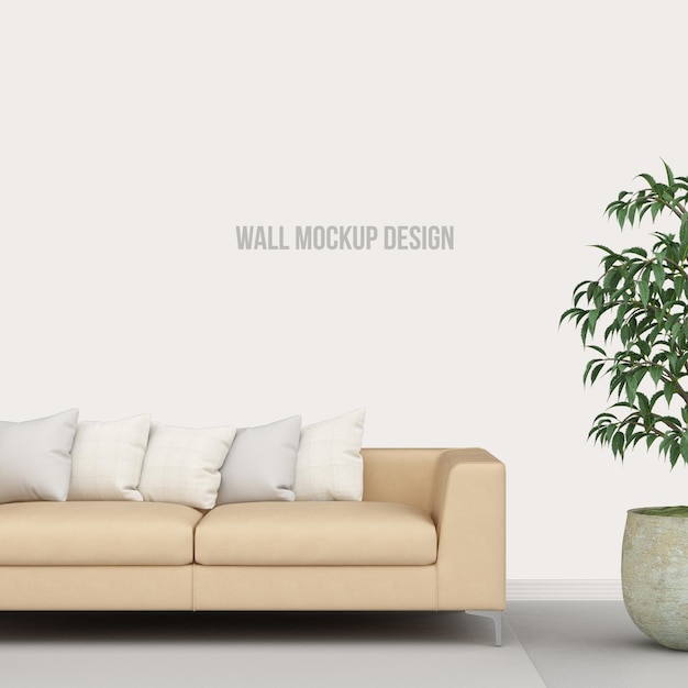 mockup di soggiorno interno con divano