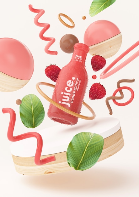 Mockup di succo di estate fresca con fragole