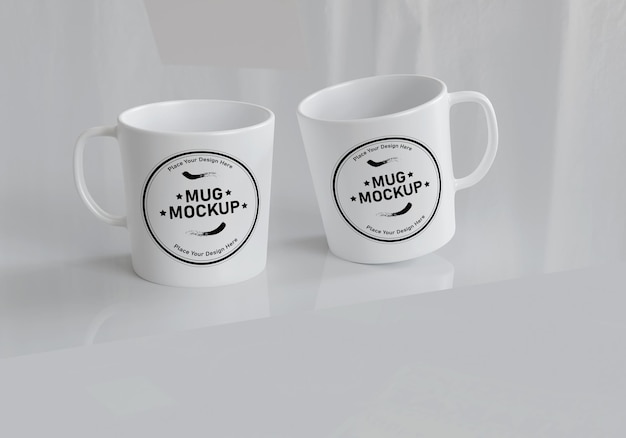 Mockup di superficie bianca elegante tazza bianca