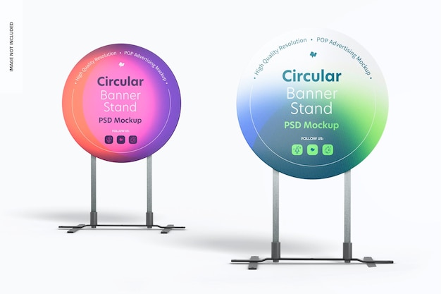 Mockup di supporti per banner circolari