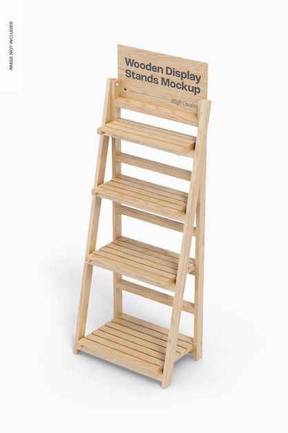 Mockup di supporto in stile scala in legno, prospettiva