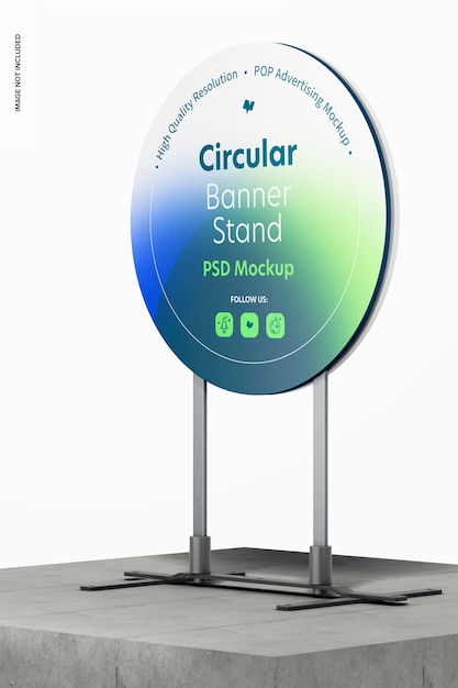 Mockup di supporto per banner circolare, vista a destra