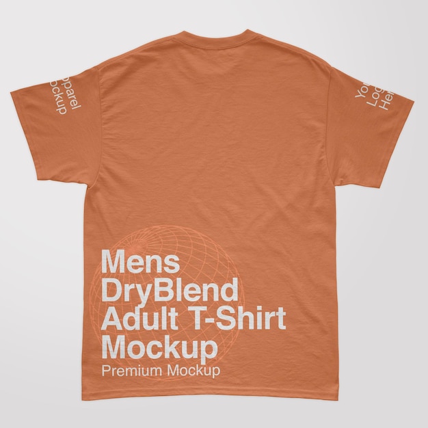 Mockup di t-shirt da uomo con schiena posteriore per adulti Dryblend