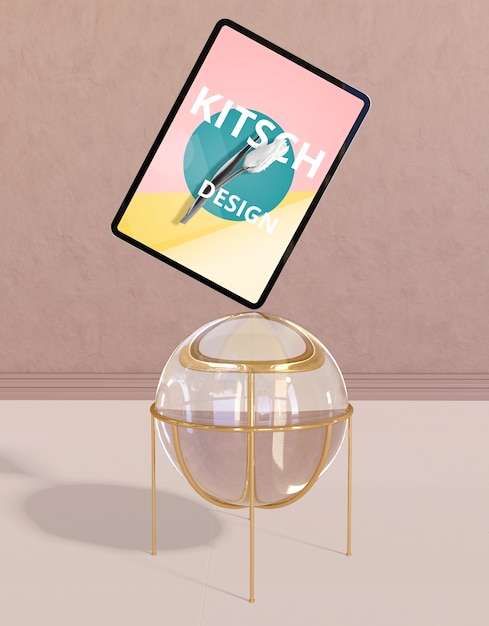 Mockup di tablet con il concetto di kitsch