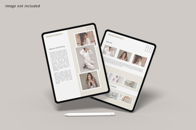 Mockup di tablet galleggiante