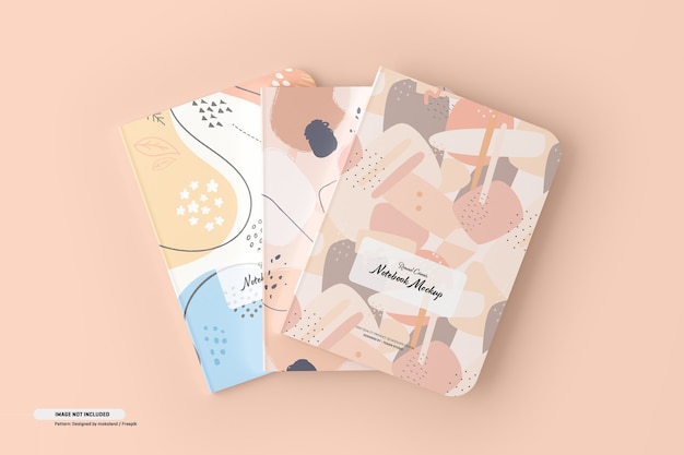 Mockup di taccuino ad angolo rotondo